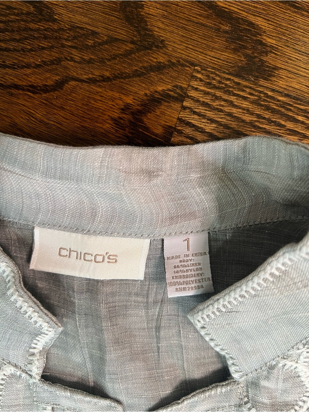 Chico's Silver-Gray Lace Front Open Jacket - Picture 12 of 14